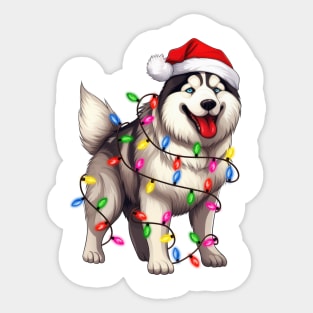 Christmas Siberian Husky Sticker